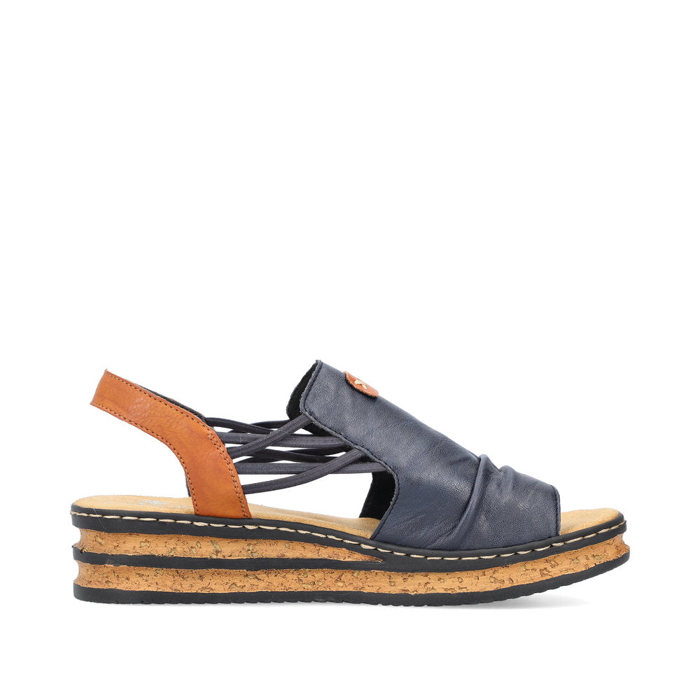 Rieker Casual Wedge Sandal 62962- NAVY