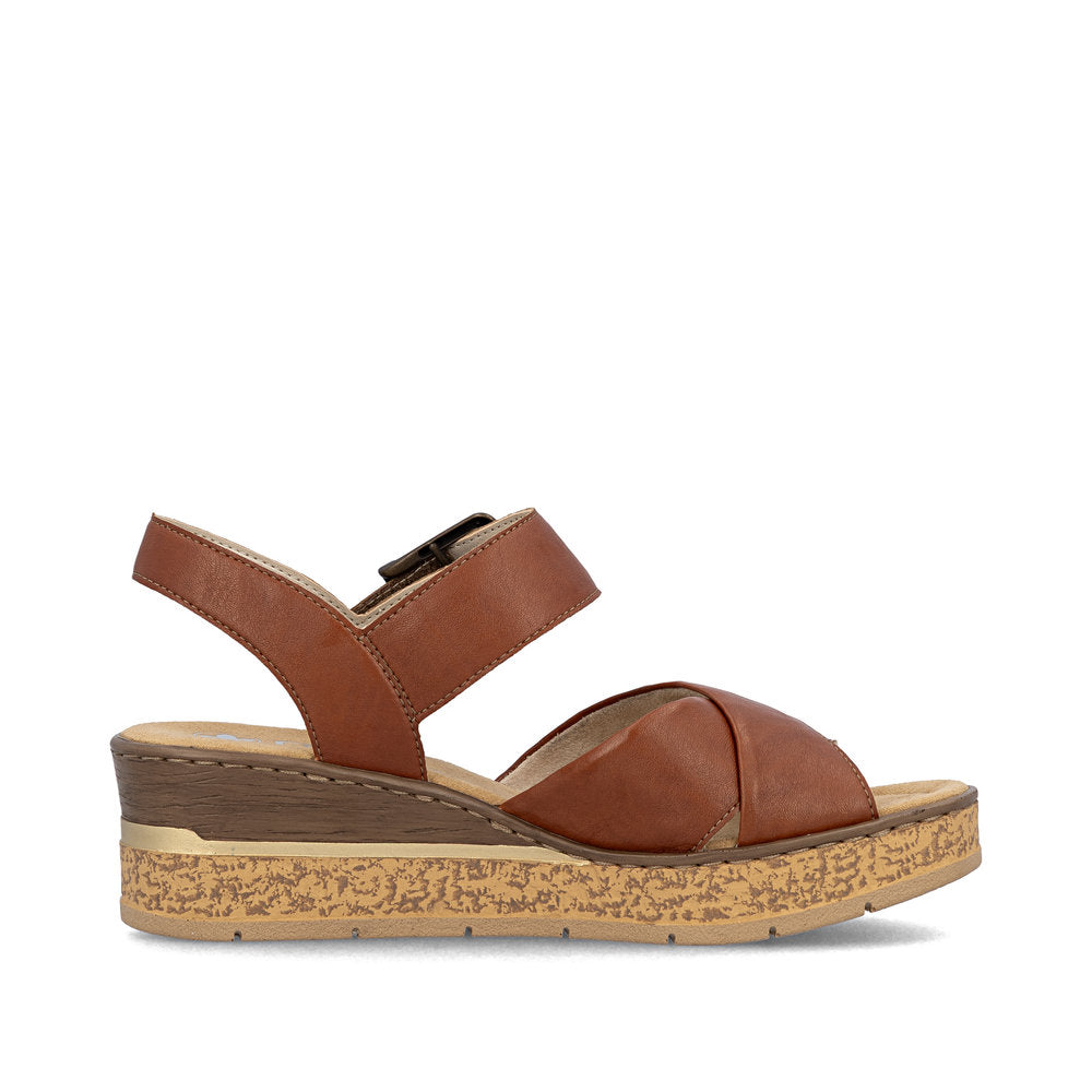 Rieker Wedge Sandal 63795-22 BRANDY