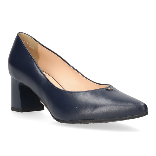 Bioeco 6508 NAVY Leather Medium Heel Court shoe 6508-1570