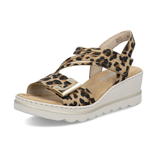 Rieker Smart Casual Wedge Sandal 67410-90 LEOPARD 67410-90