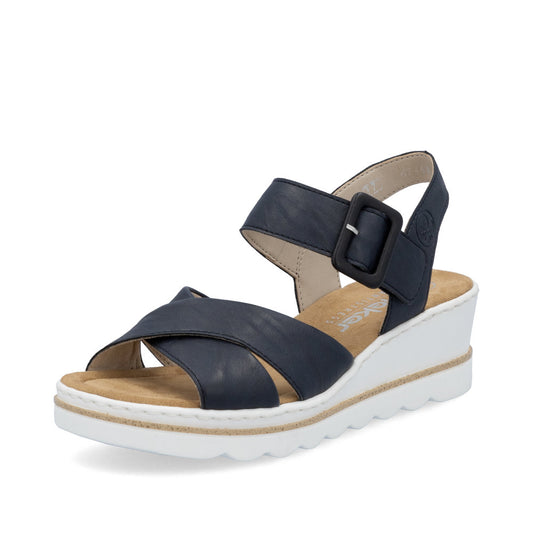 Rieker 67463 NAVY Touch Fastening Wedge Sandal  67463-14