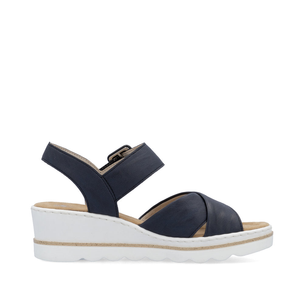 Rieker 67463 NAVY Touch Fastening Wedge Sandal  67463-14