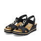 Rieker Wedge Sandal 67498-00 BLACK