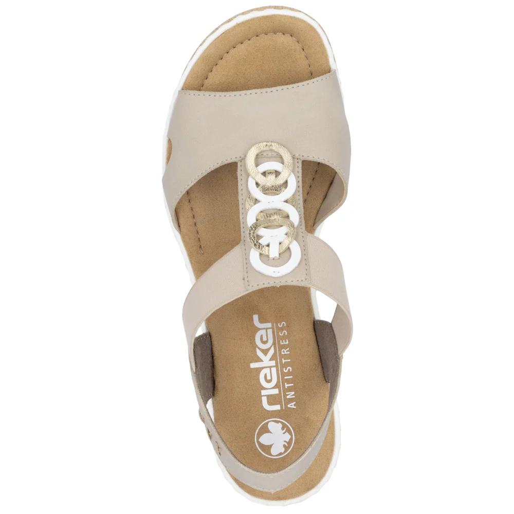 Rieker 67498 BEIGE Slip On Wedge Sandals 67498-62