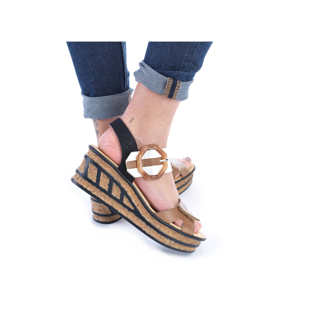 Rieker Wedge Sandal 68176-64 CREAM