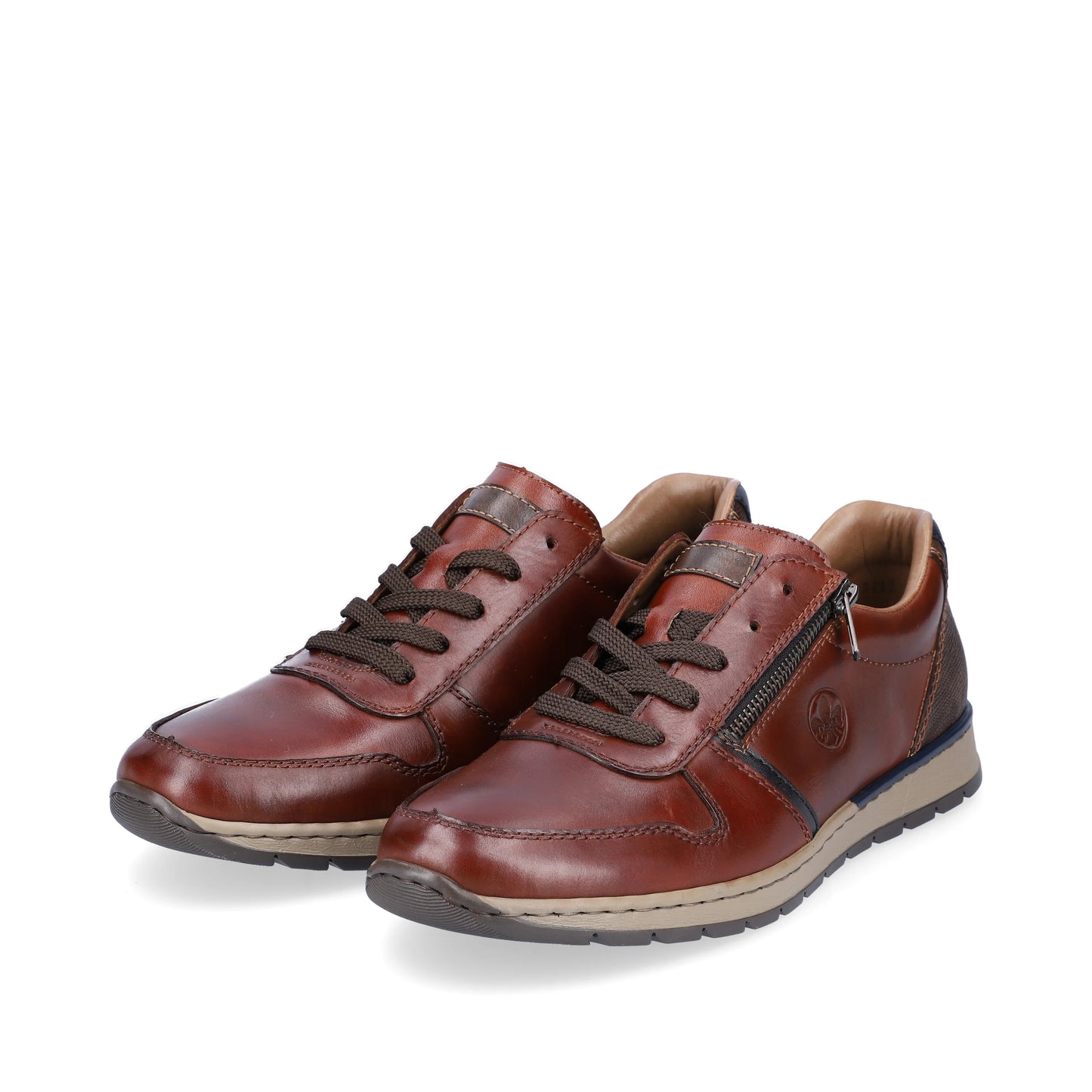 Rieker B2112 BROWN Leather Lace Shoe With Zip  B2112-25