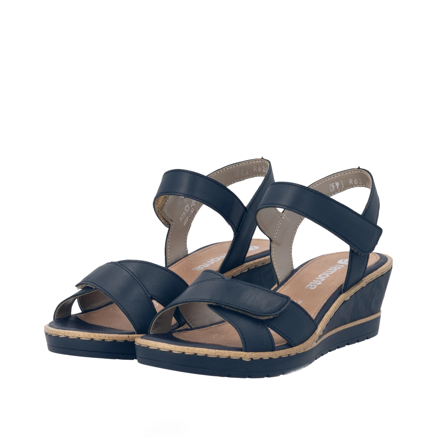 Remonte R6252 NAVY Leather Touch Fastening Wedge Sandal R6252-16
