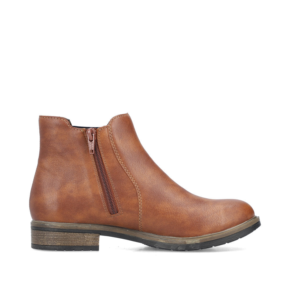 Rieker Ladies Boot 72254 Classic elastic sided boot with zip TAN 72254-24