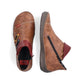 Rieker Ladies Boot 72581 Flat Ankle boot with multi coloured stitching and zip 72581-22 NUT Brown