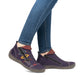 Rieker Ladies Boot 72581 Flat Ankle boot with multi coloured stitching and zip PURPLE 72581-30