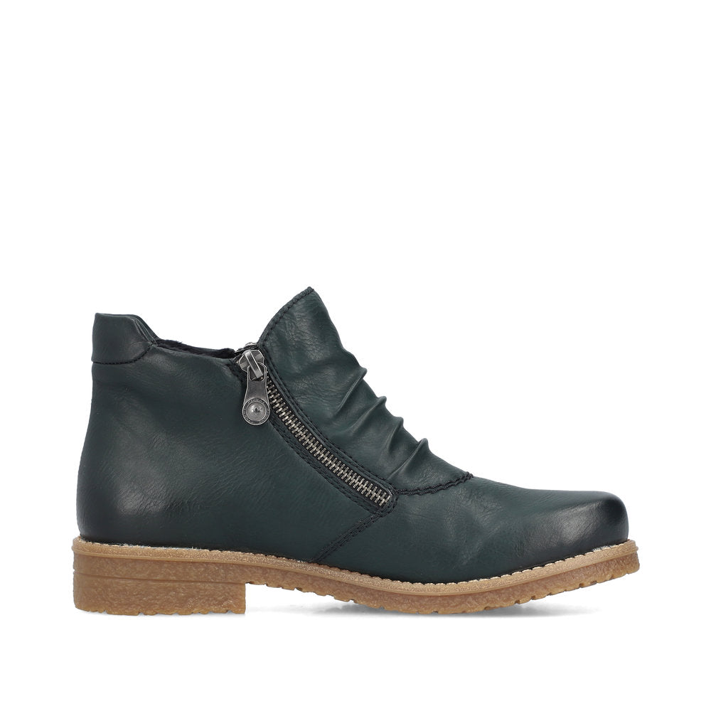Rieker Ladies Boot 73553-54 Casual Ankle boot with double Zip GREEN 73553-54