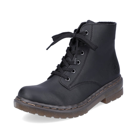 Rieker Ankle Boot with Lace and Zip BLACK 78240-00