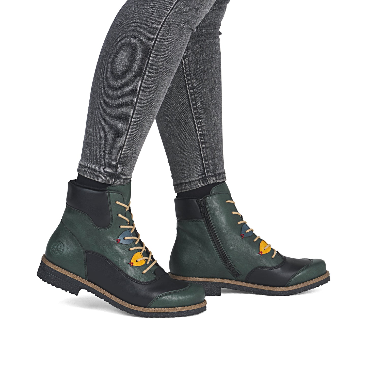 Rieker 73510 PEACOCK Multi Lace Up Ankle Boot With Zip 73510-90