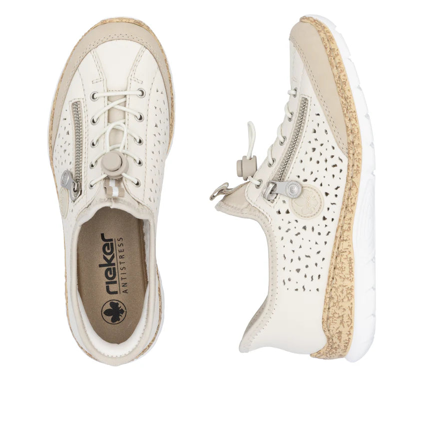 Rieker N42v3Beige Elasticated Slip On Shoe N42V3-60