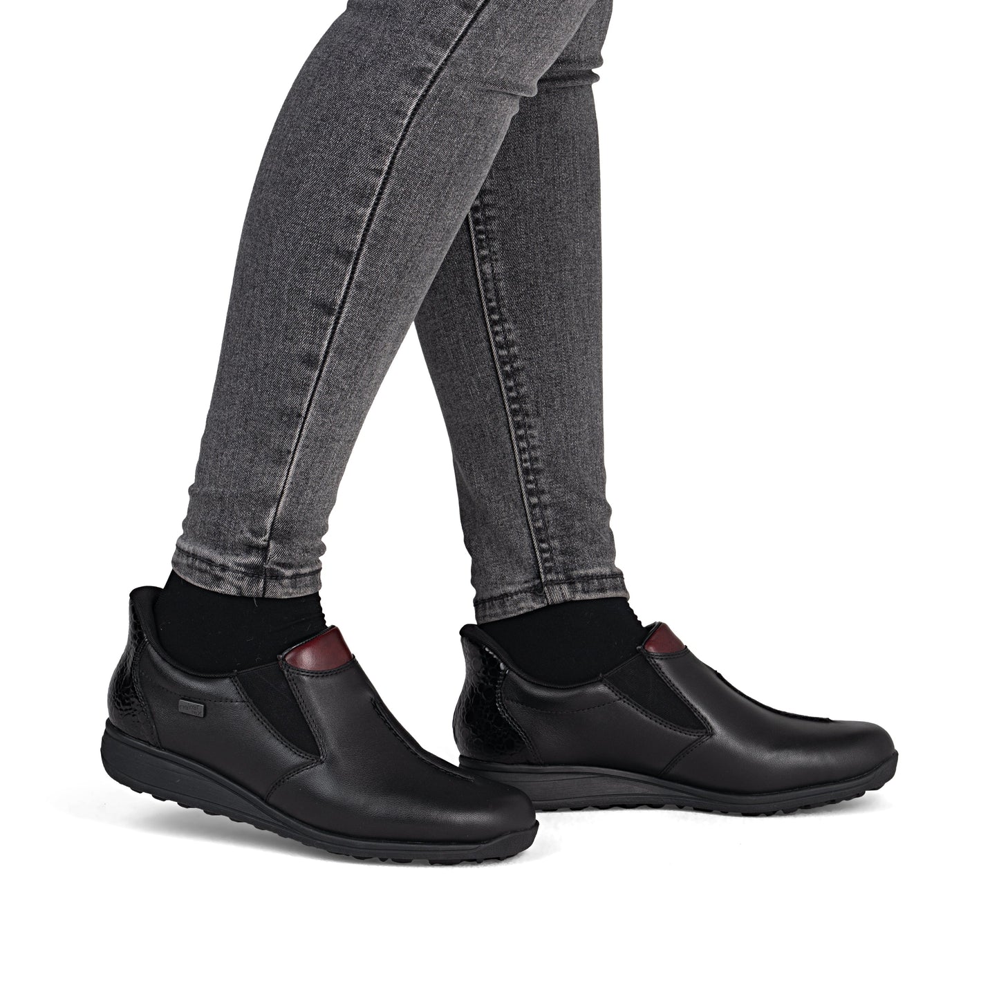 Rieker 47253 BLACK Soft Leather Waterproof High Fronted Shoe 47253-00