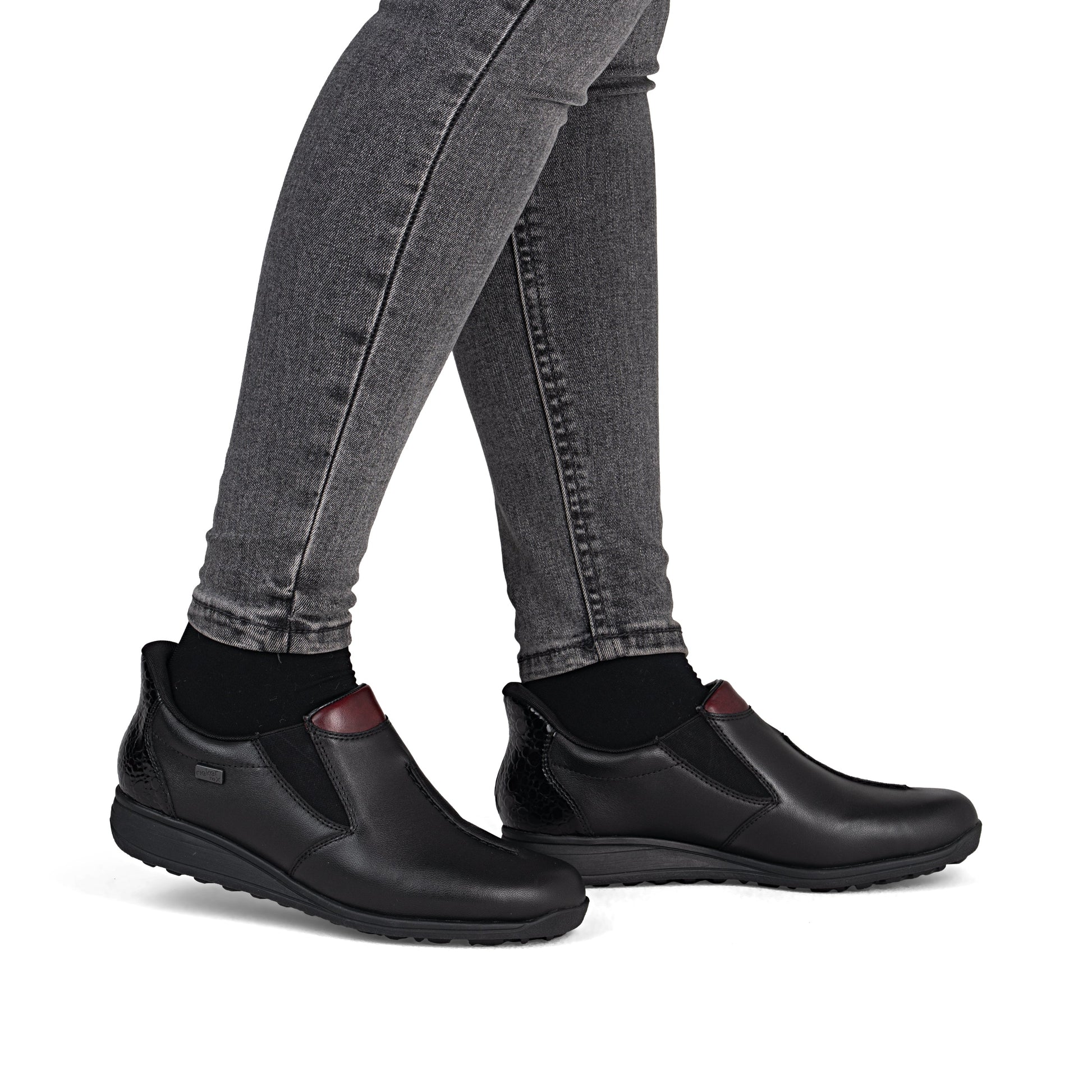 Rieker 47253 BLACK Soft Leather Waterproof High Fronted Shoe 47253-00