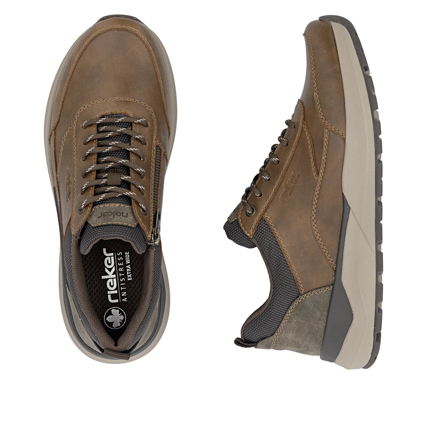 Rieker 06000 Brown Lace Up Shoe With Zip