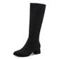 Jana 25569-47 BLACK Long Leg Wide Fit Faux Suede Block Heel Zip Boot