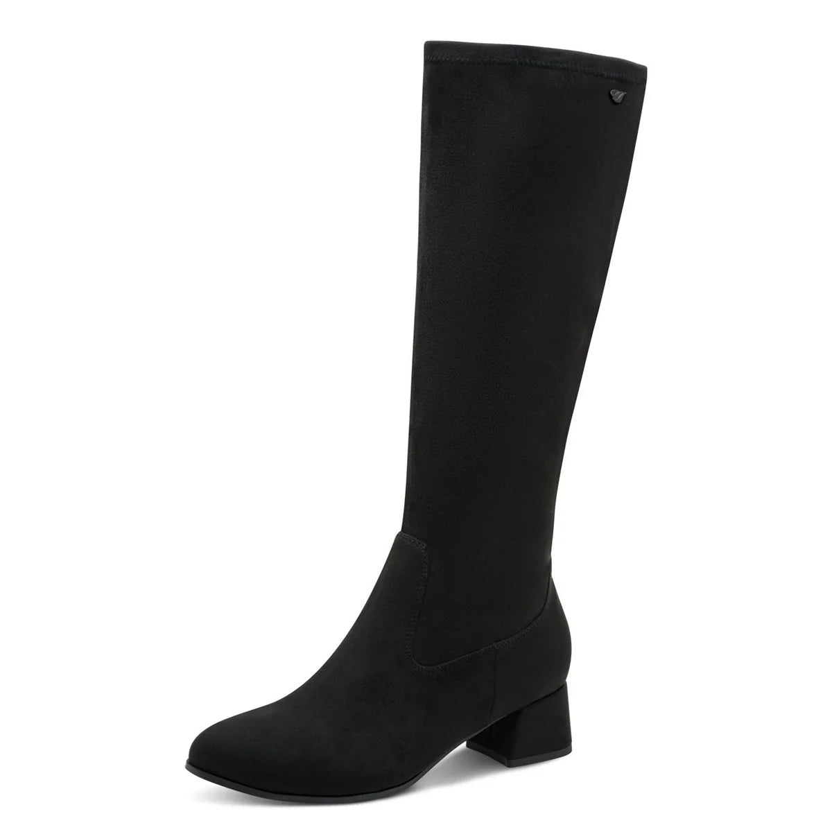 Jana 25569-47 BLACK Long Leg Wide Fit Faux Suede Block Heel Zip Boot