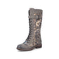 Rieker Boot 94734 Long Riding Boot with Lace and Zip  94734-90  BROWNFLORAL PRINT