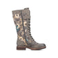Rieker Boot 94734 Long Riding Boot with Lace and Zip  94734-90  BROWNFLORAL PRINT