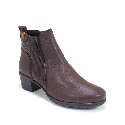 Valeria's Brown Leather wide fitting Ankle Boot 9543 MARON