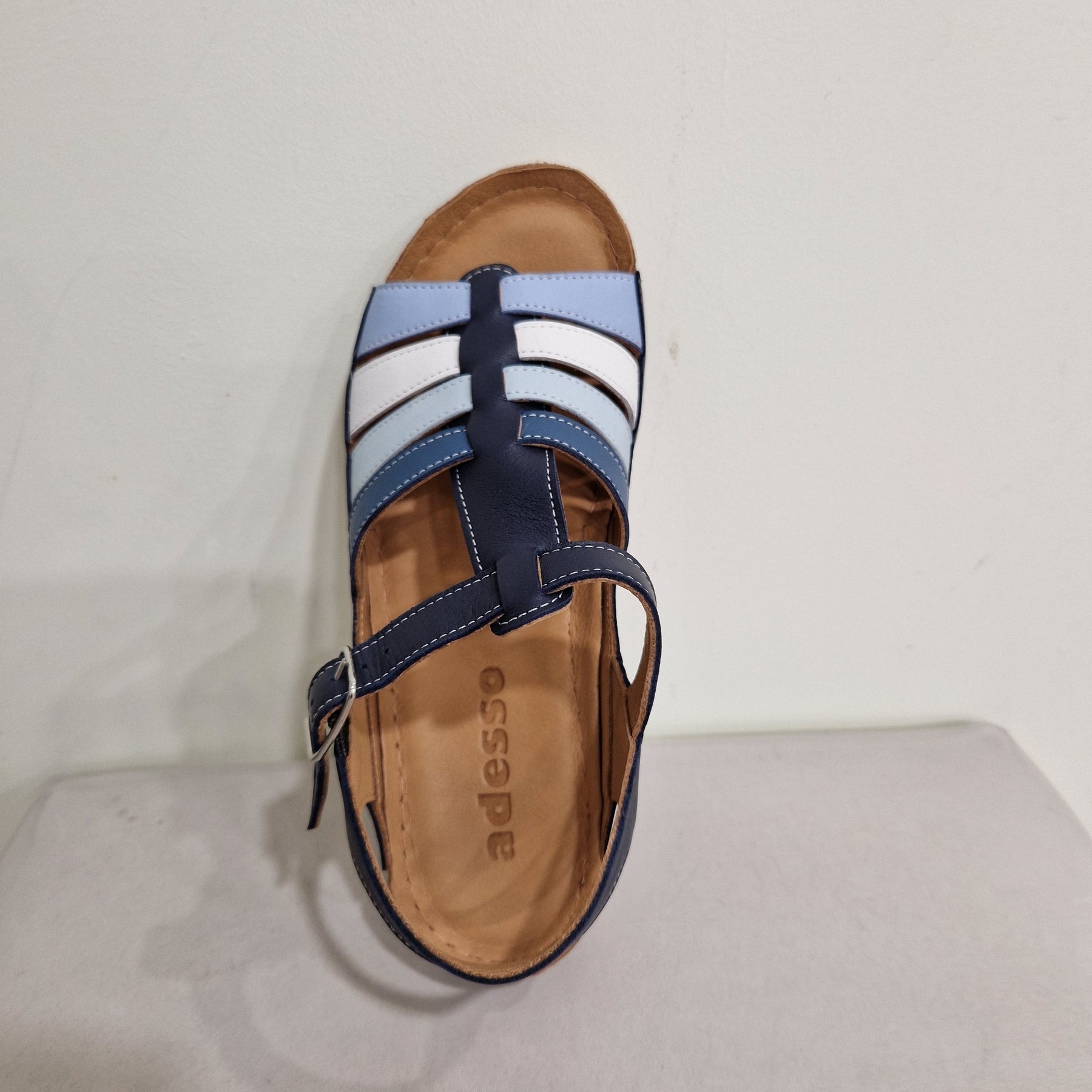 Adesso Neri OCEAN Blue Multi Soft Leather T Bar Wedge Sandal A8274