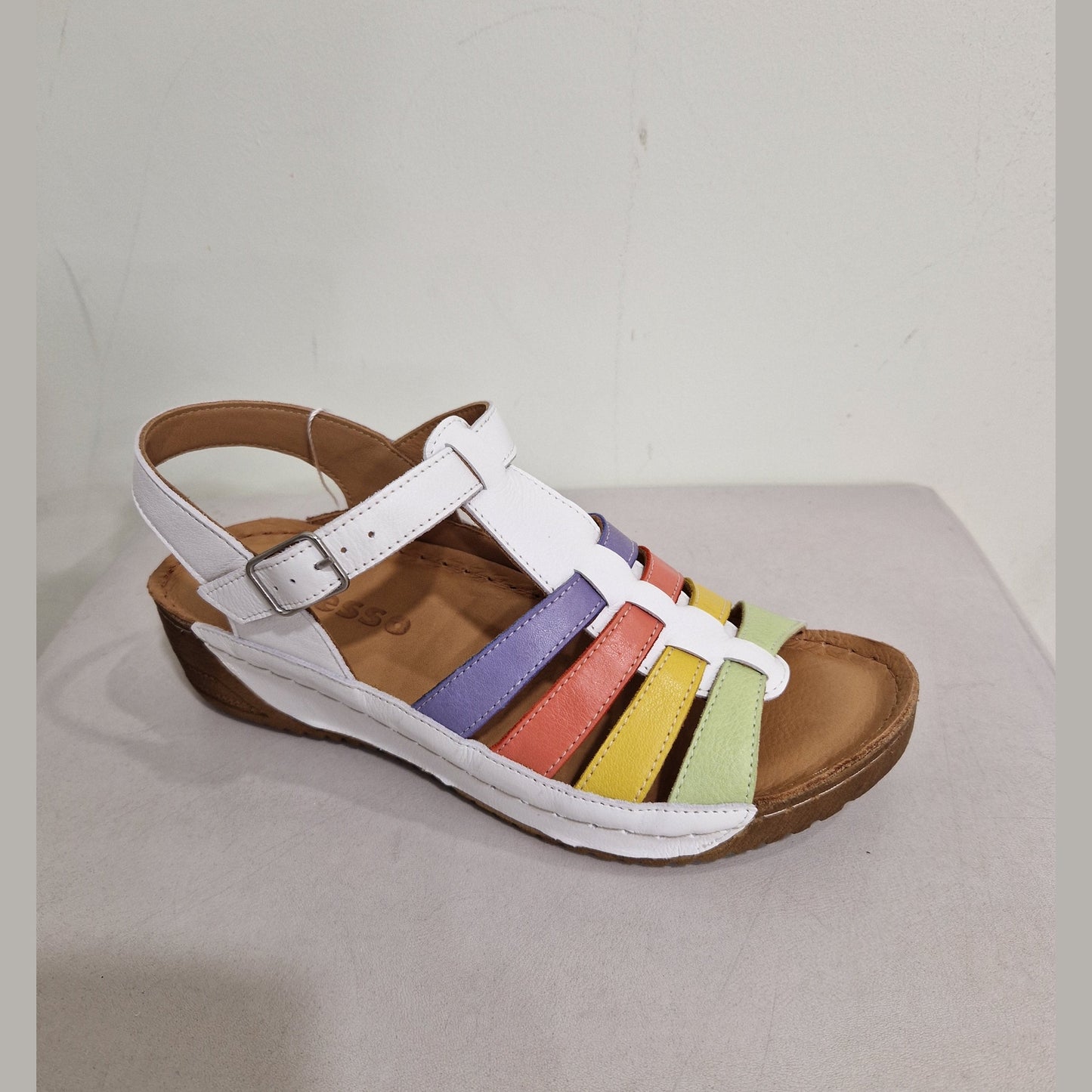Adesso Neri RAINBOW Soft Leather T Bar Wedge Sandal A8273