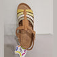 Adesso Neri TAN MULTI Soft Leather Wedge T Bar Sandal A8272