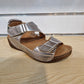 Adesso Tova PEWTER Soft Leather Twin Strap Touch Fastening Wedge Sandal