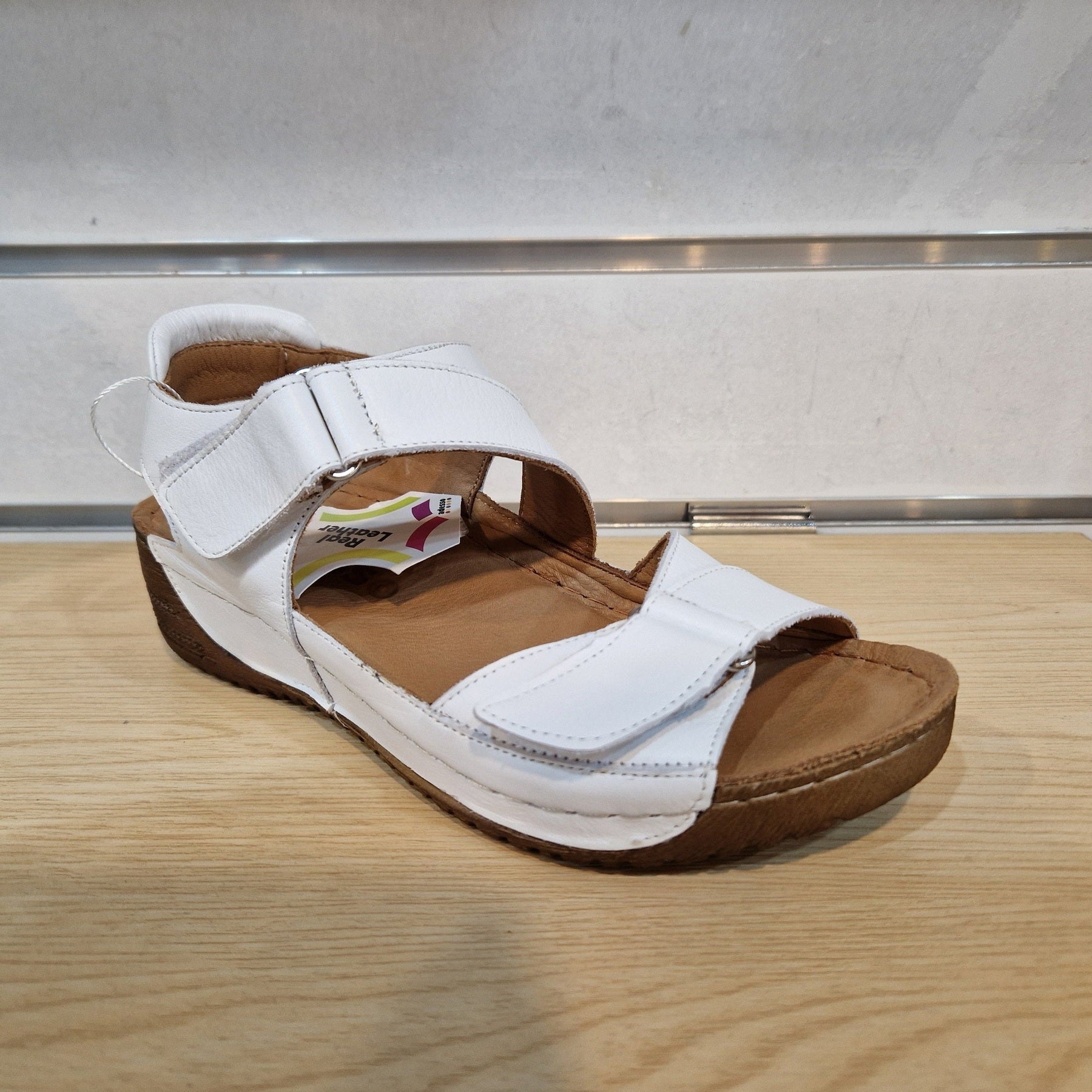 Adesso Tova WHITE Soft Leather Touch Fastening Sandal A8280