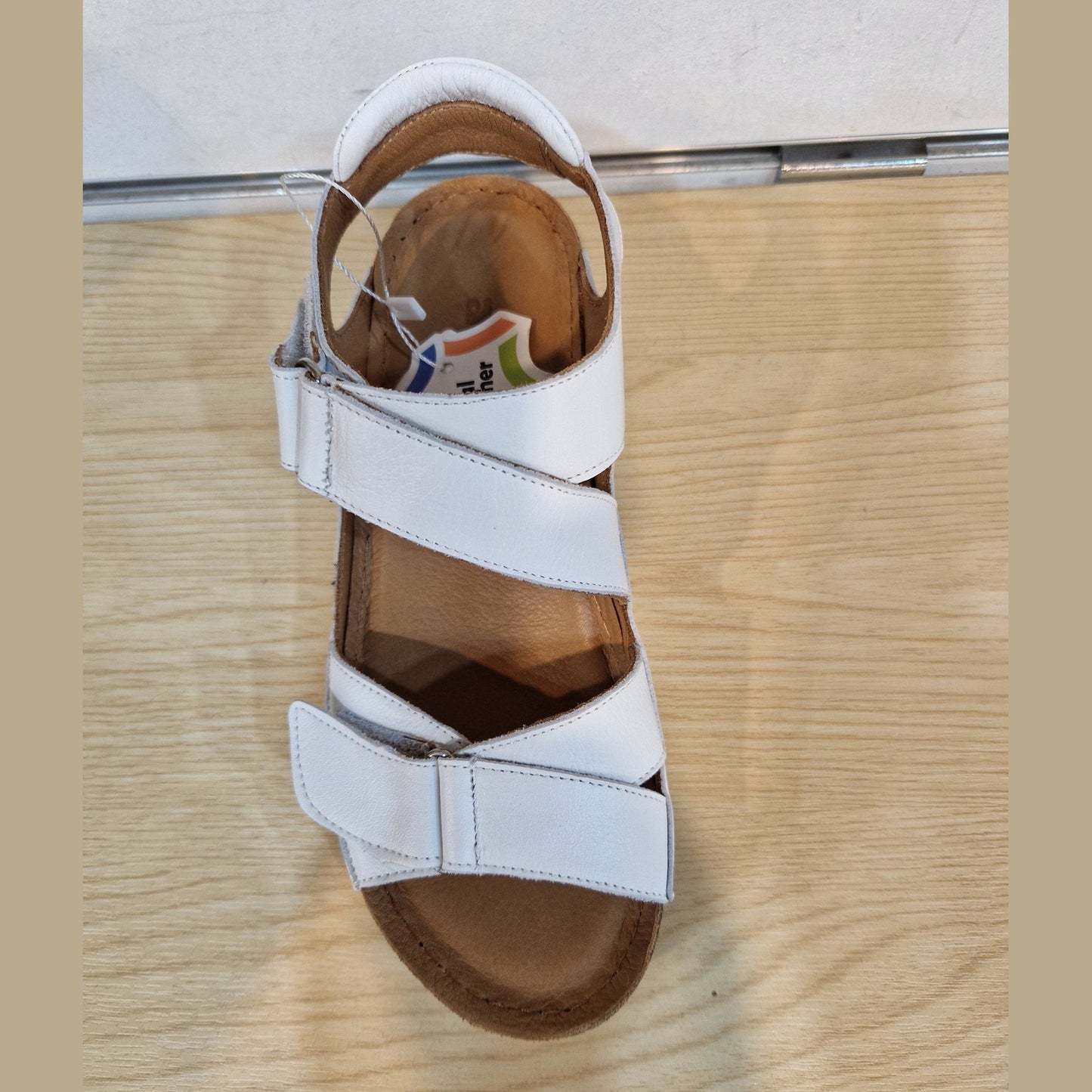 Adesso Tova WHITE Soft Leather Touch Fastening Sandal A8280
