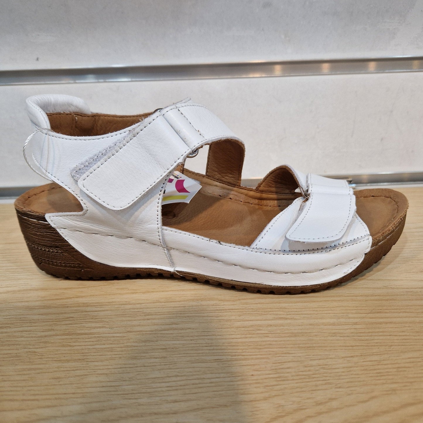 Adesso Tova WHITE Soft Leather Touch Fastening Sandal A8280