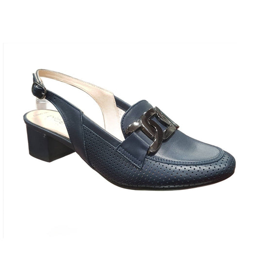 Bioeco 3963 Navy Sling Back Block Heel Occasion Shoe