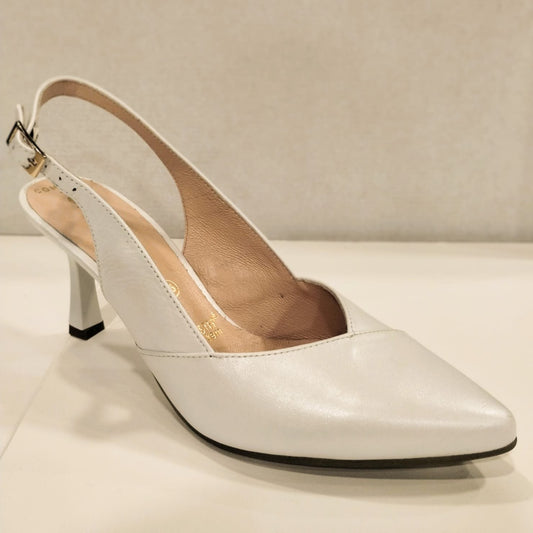 Bioeco 4009 WHITE Leather Closed Toe Slingback Shoes Matching Bags Available
