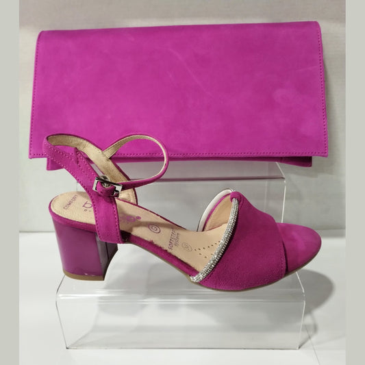 Bioeco B002 FUSCHIA Suede Clutch Shoulder Bag To Match 4040 Shoes B002-2396