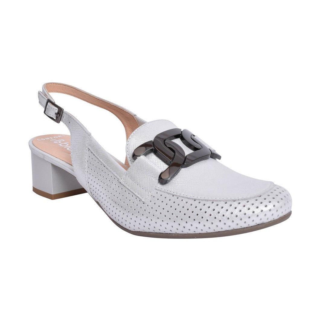 Bioeco Occasion Wear 3963 SILVER Sling Back Block Heel Occasion Shoe 3963-2103