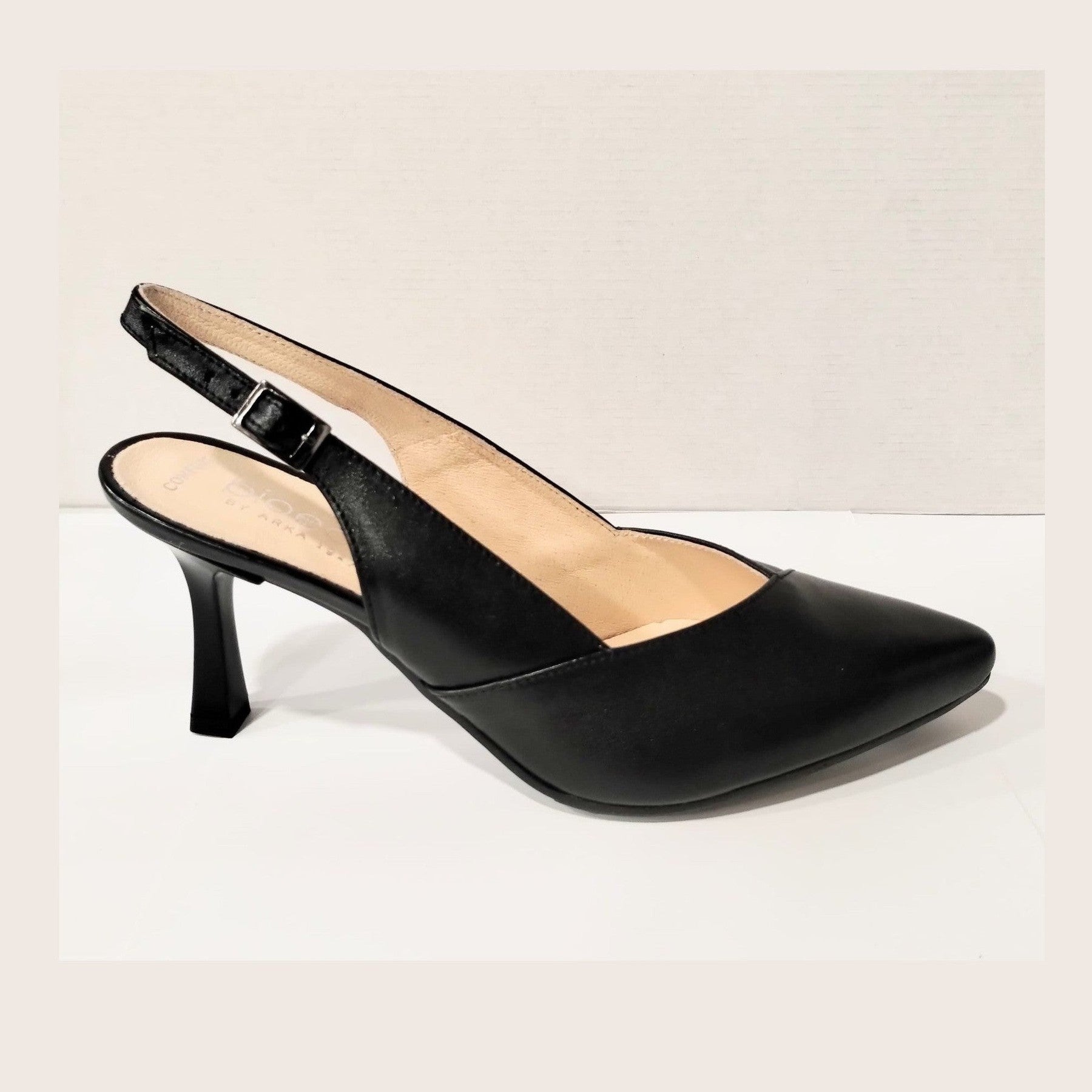 Bioeco Occasion Wear 4009 BLACK Soft Leather Wide Fitting Sling Back Shoe
