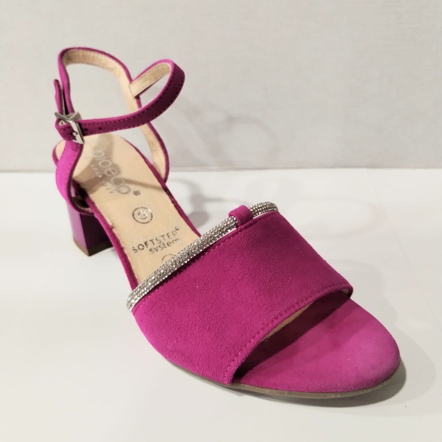 Bioeco Occasion Wear 4040 Fuchsia Pink Suede Comfortable Wide Fitting Dress Sandal