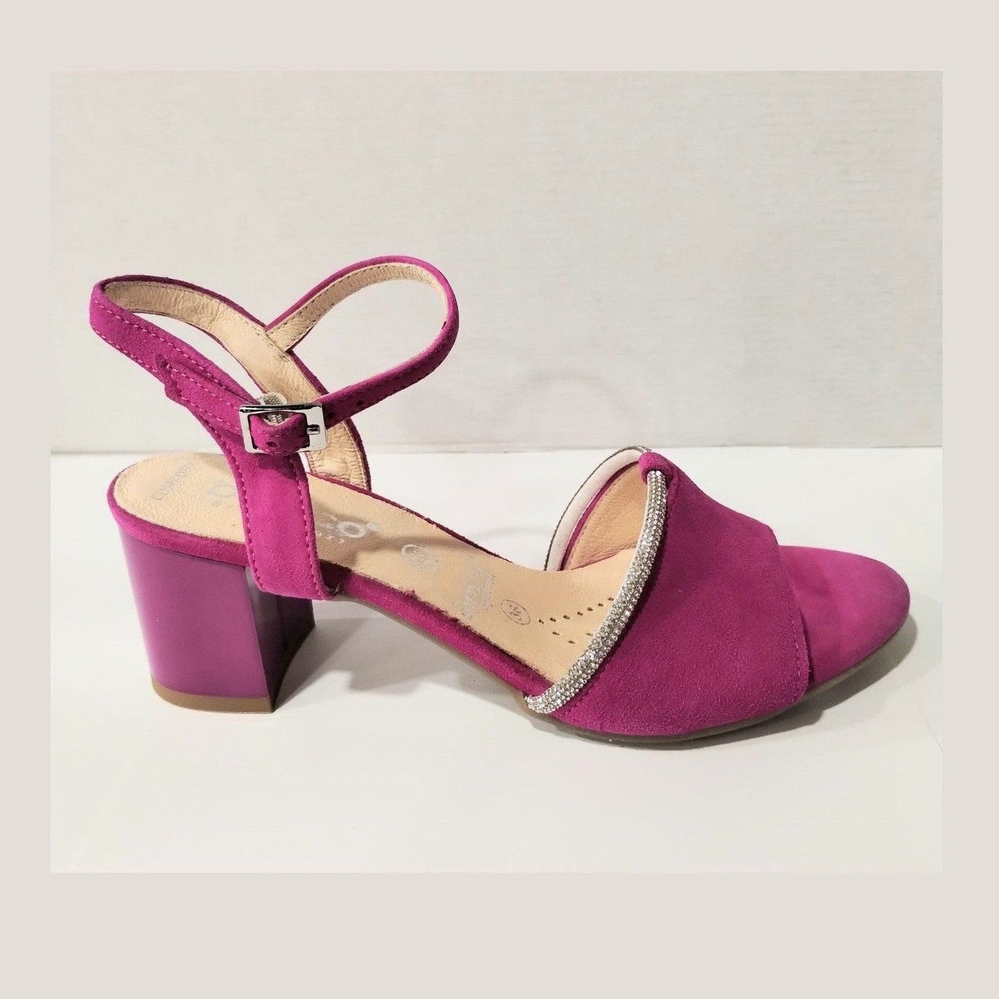 Bioeco Occasion Wear 4040 Fuchsia Pink Suede Comfortable Wide Fitting Dress Sandal