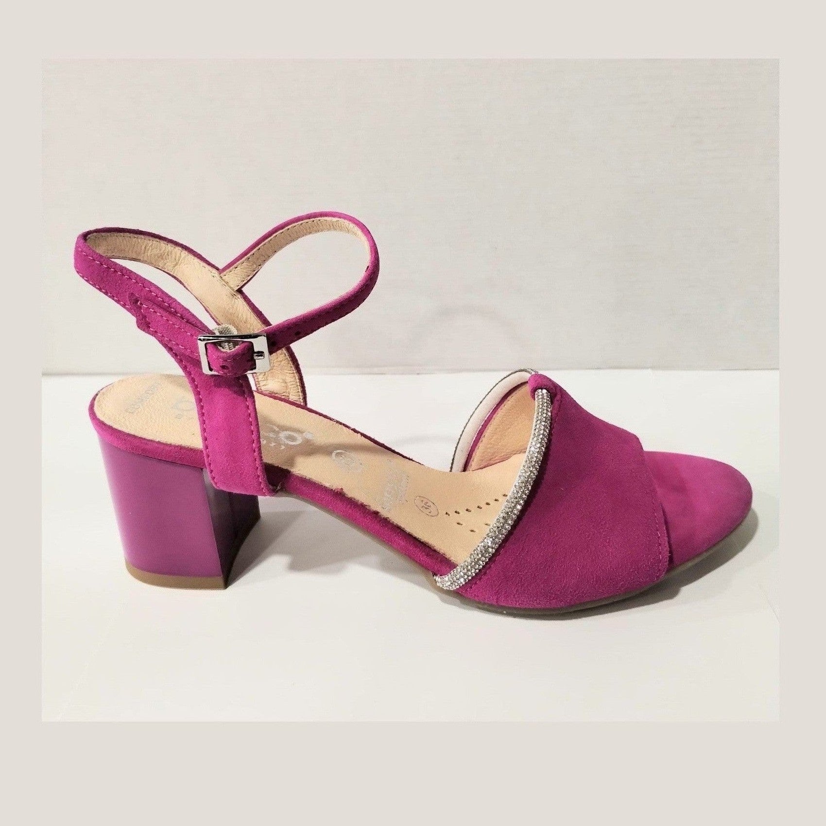 Bioeco Occasion Wear 4040 Fuchsia Pink Suede Comfortable Wide Fitting Dress Sandal