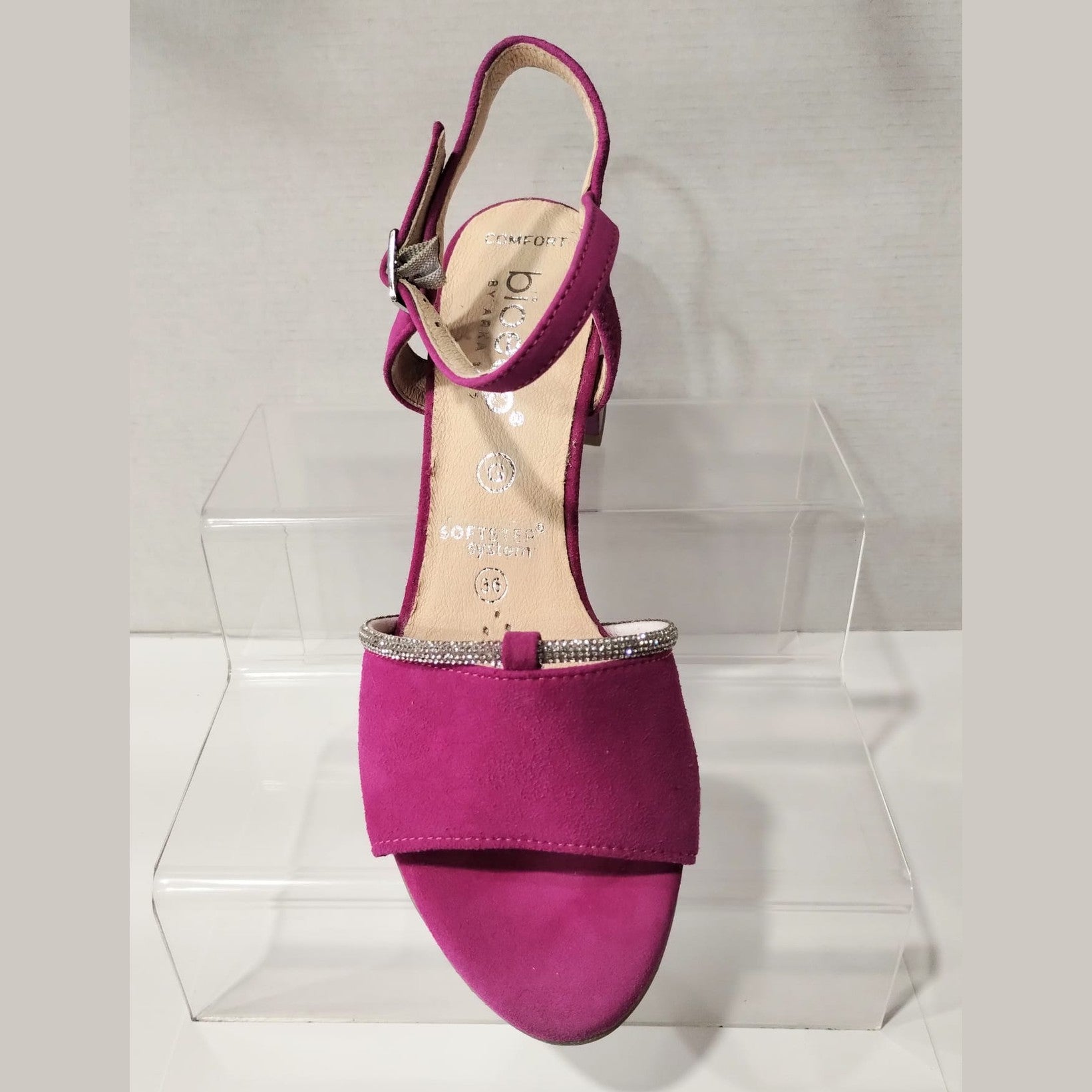 Bioeco Occasion Wear 4040 Fuchsia Pink Suede Comfortable Wide Fitting Dress Sandal