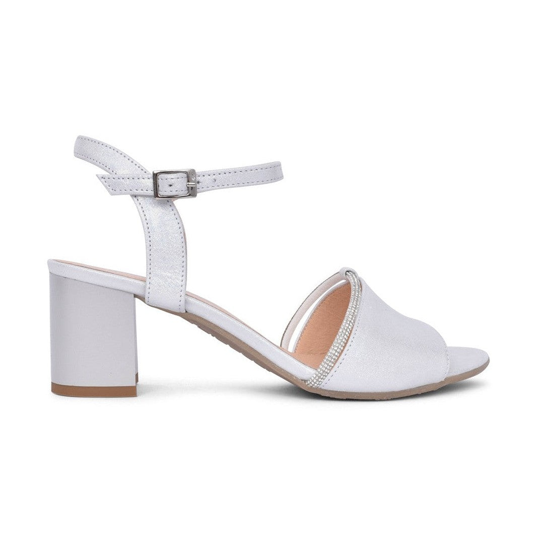 Bioeco Occasion Wear 4040 Silver Wide Fitting Block Heel Dress Sandal 4040-2439-1661