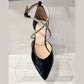 Bioeco Occasion Wear 4216 Navy Patent Leather Wide Fitting Diamante Bar Shoe