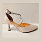 Bioeco Occasion Wear 4216 metalic pink Soft Leather Wide Fitting Cross Straps Shoe