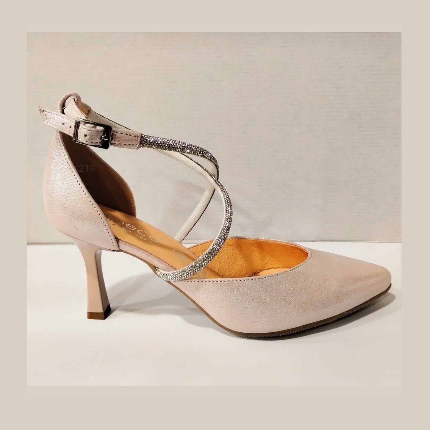 Bioeco Occasion Wear 4216 metalic pink Soft Leather Wide Fitting Cross Straps Shoe