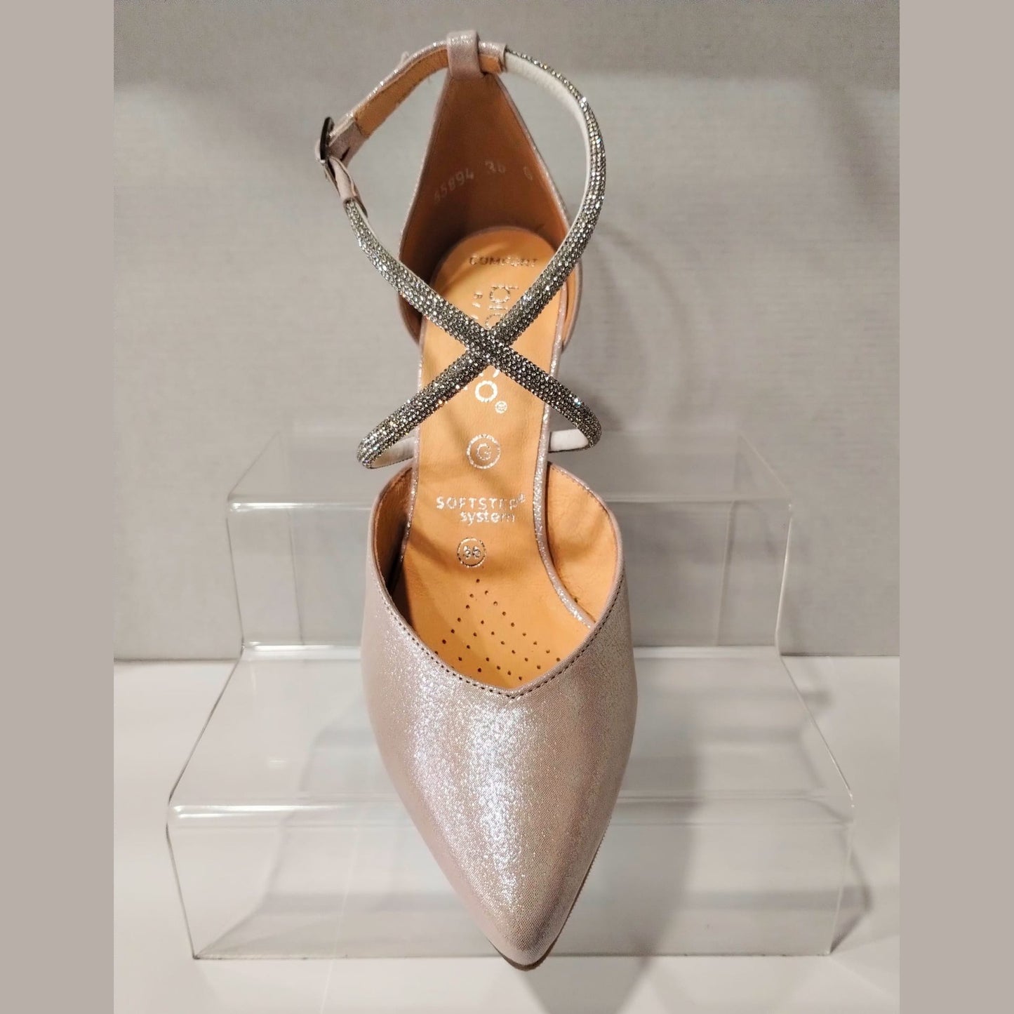 Bioeco Occasion Wear 4216 metalic pink Soft Leather Wide Fitting Cross Straps Shoe