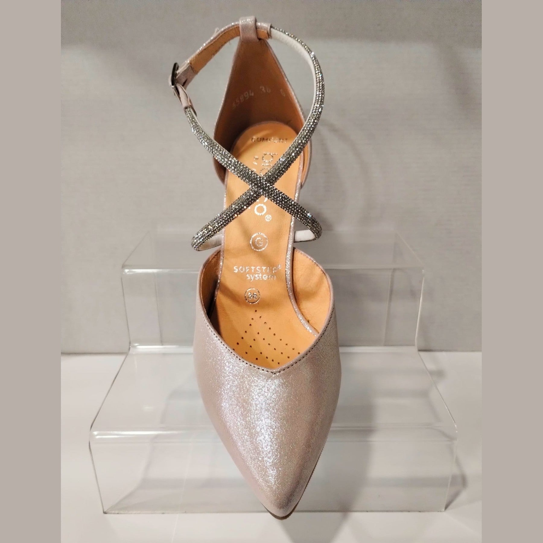 Bioeco Occasion Wear 4216 metalic pink Soft Leather Wide Fitting Cross Straps Shoe
