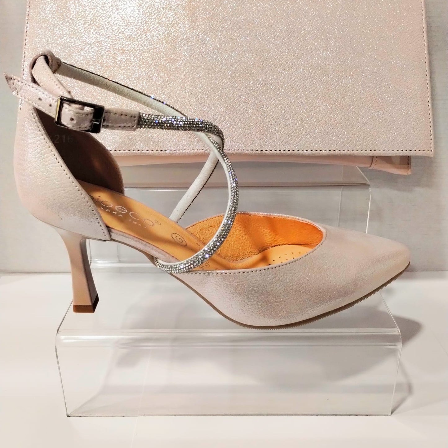 Bioeco Occasion Wear 4216 metalic pink Soft Leather Wide Fitting Cross Straps Shoe