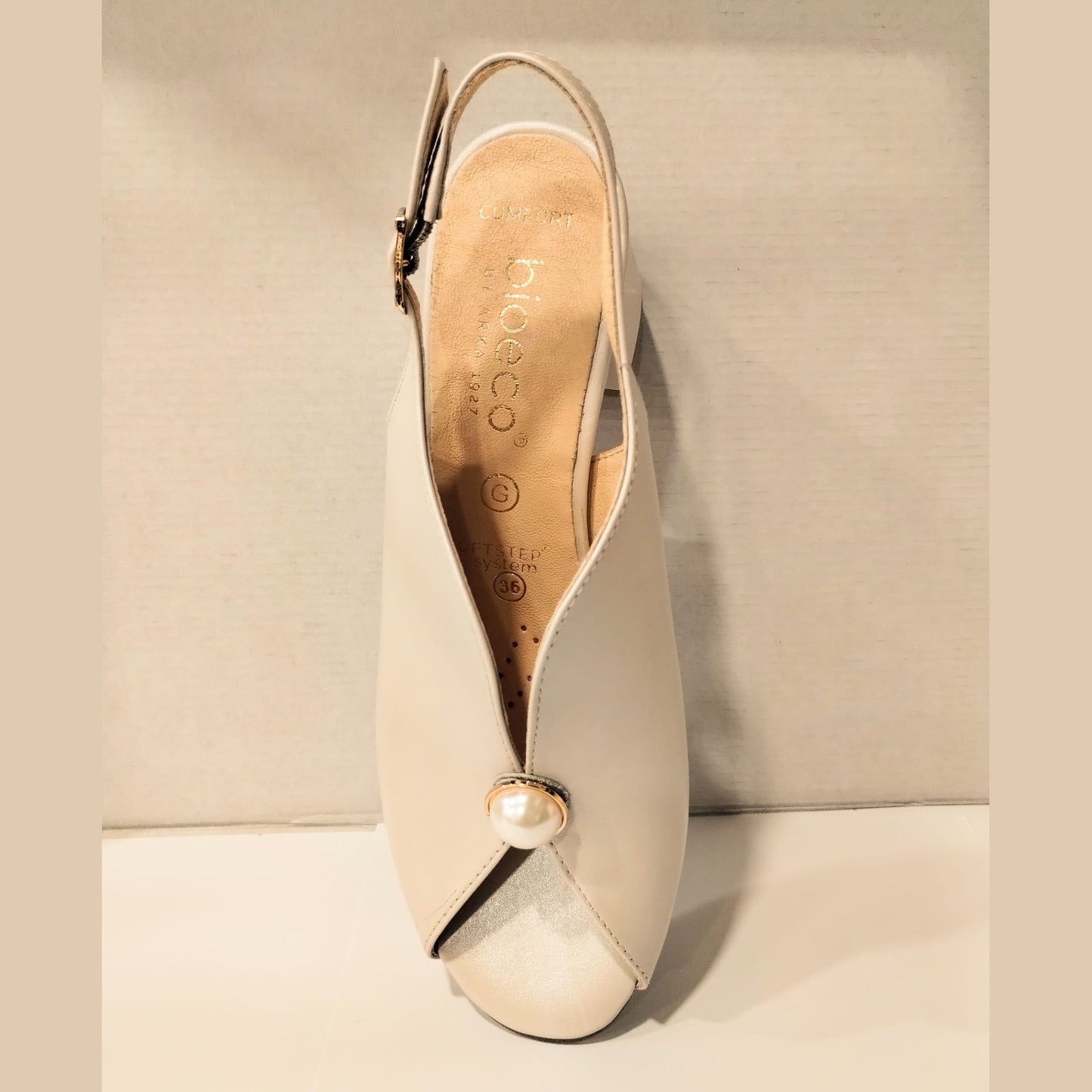 Bioeco Occasion Wear 4261 PEARL Soft Leather Wide Fitting Slingback Shoe